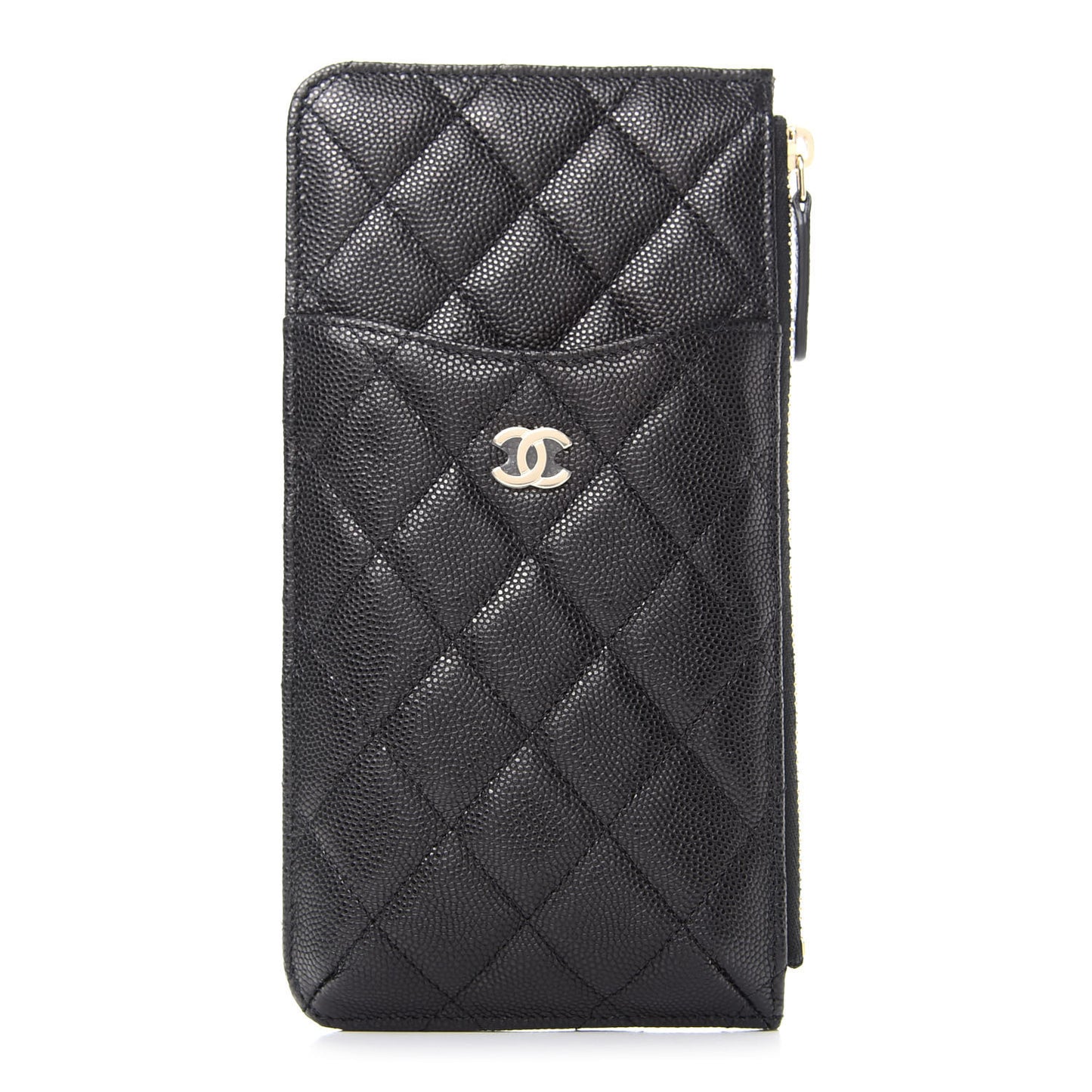 Caviar Quilted Classic Flat Wallet Pouch Black