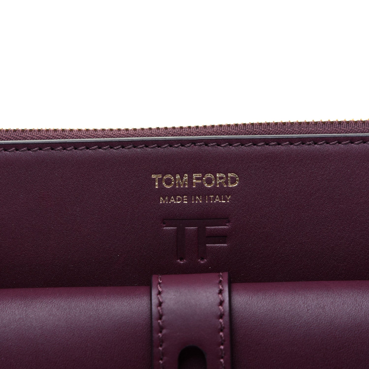 Tom Ford Calfskin Hollywood T Twist Pouch Bordeaux 8 of 13