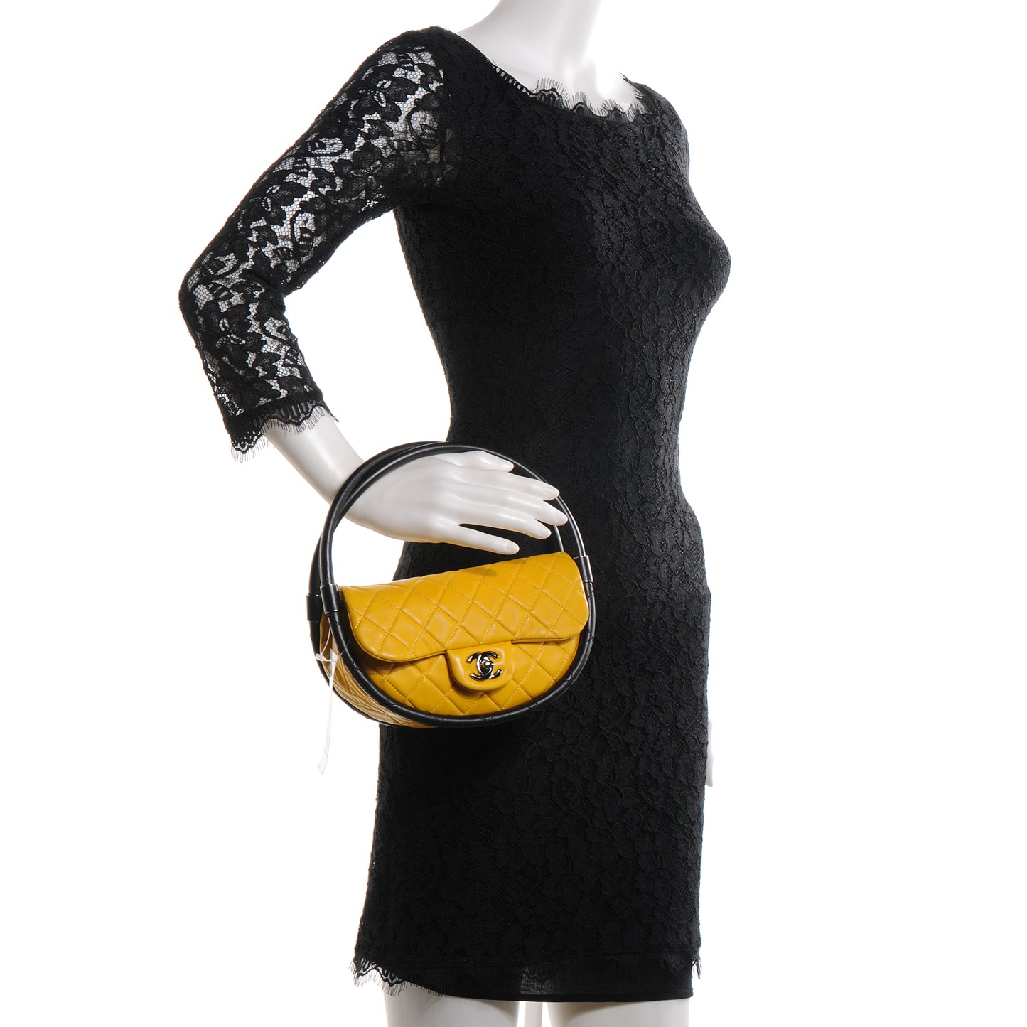 Quilted Lambskin Small Hula Hoop Flap Yellow