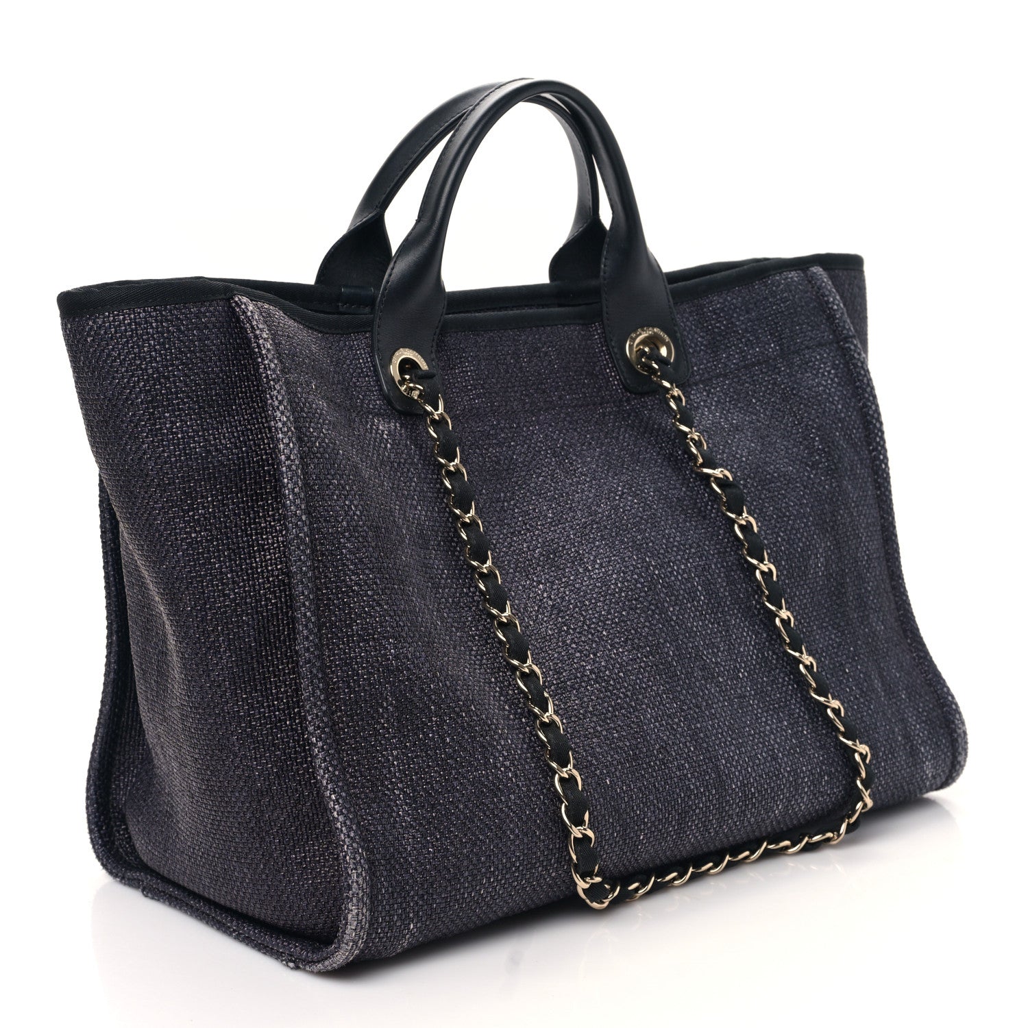 Chanel Woven Straw Raffia Medium Deauville Tote Black 3 of 9