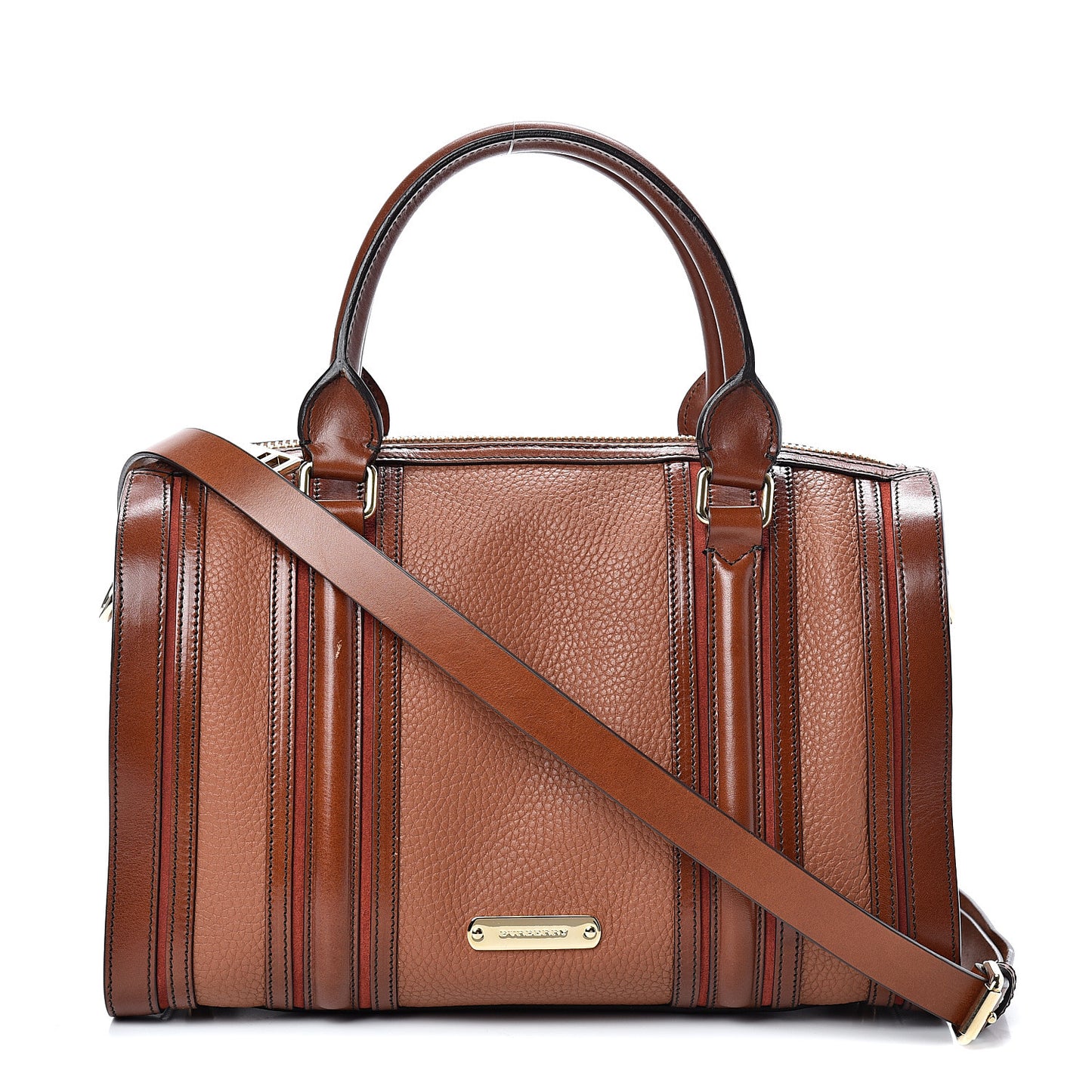 Grainy Calfskin Medium Alchester Bowling Bag Brown