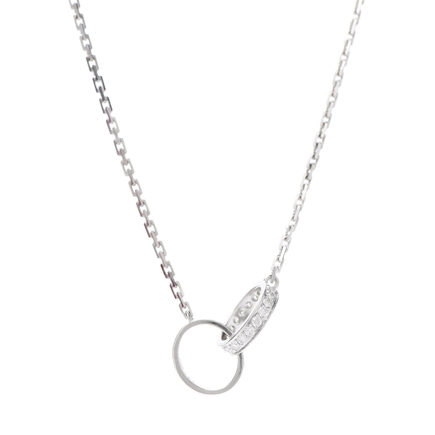 18K White Gold Diamond Interlocking LOVE Necklace