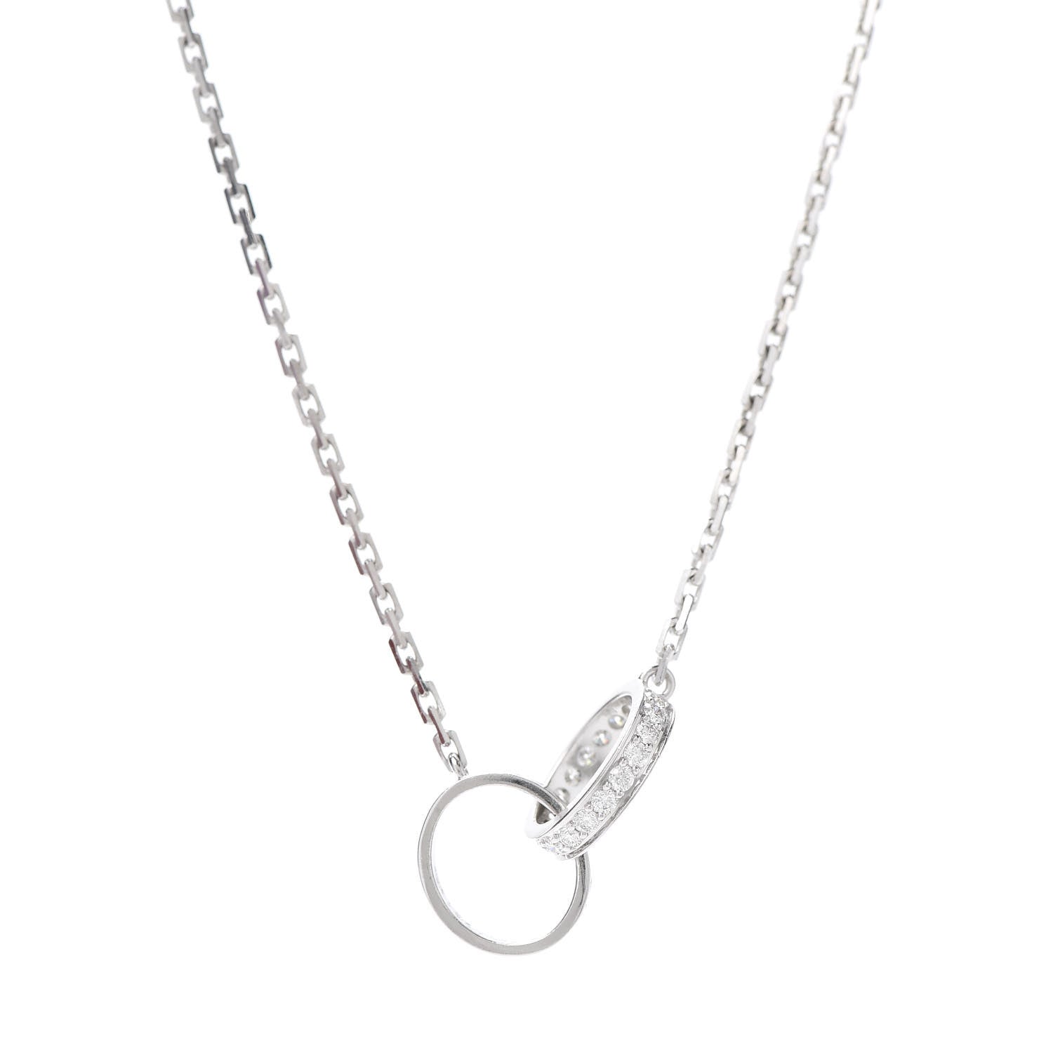 Cartier 18K White Gold Diamond Interlocking LOVE Necklace 4 of 8