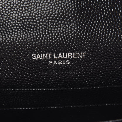 Saint Laurent Grain De Poudre Matelasse Chevron Small Monogram Envelope Wallet Black 6 of 6