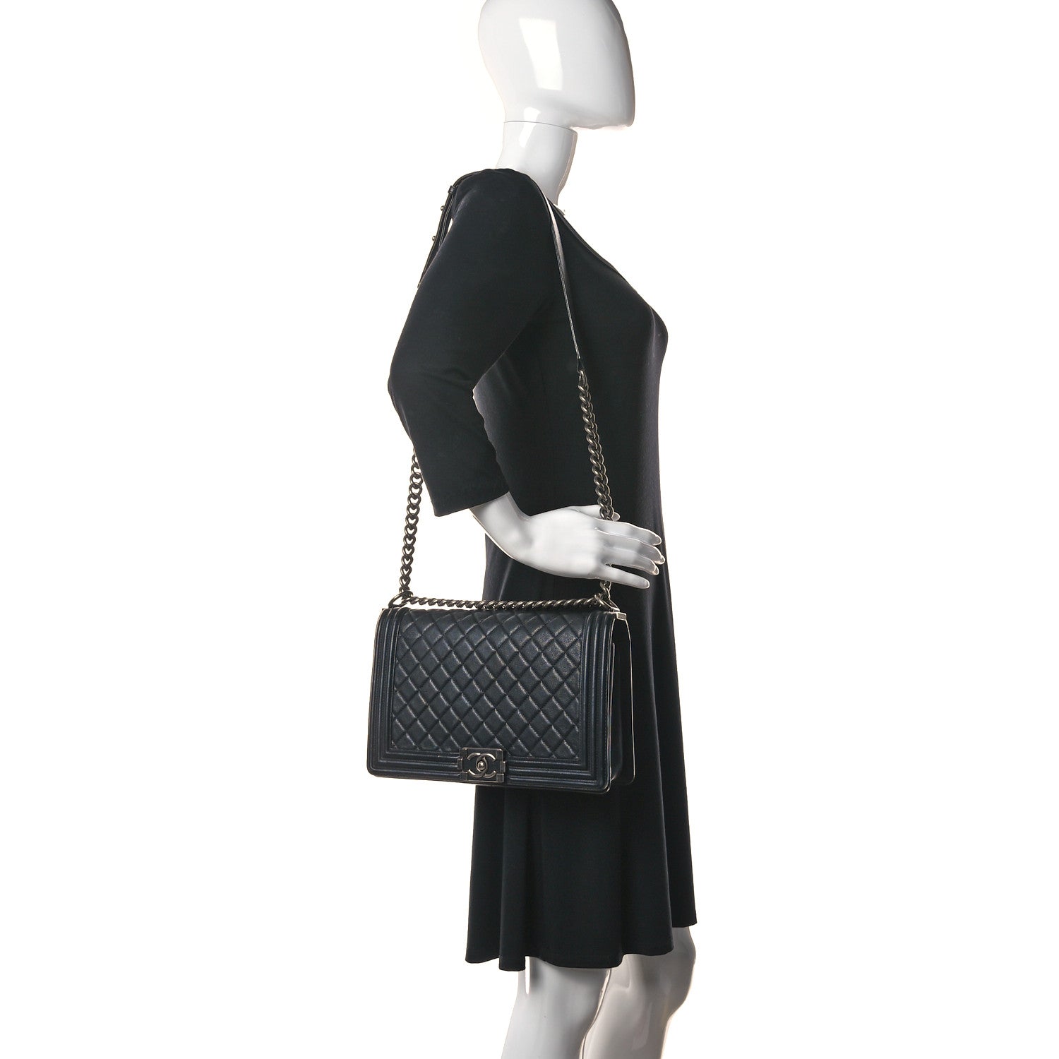 Chanel Grained Calfskin Quilted New Medium Boy Flap Black 2 of 13