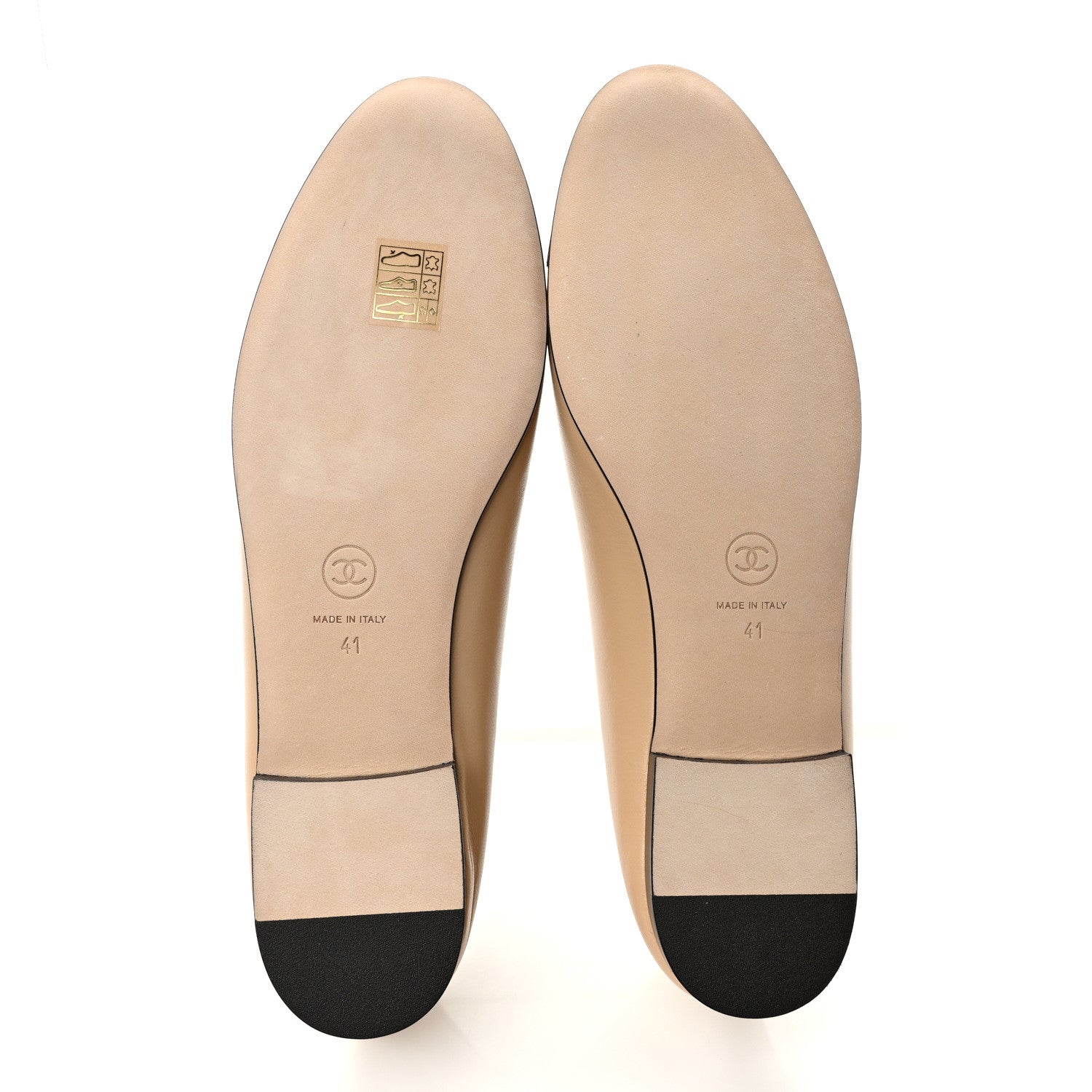 Chanel Lambskin Cap Toe CC Ballerina Flats 41 Beige Black 5 of 9