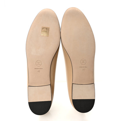 Chanel Lambskin Cap Toe CC Ballerina Flats 41 Beige Black 5 of 9