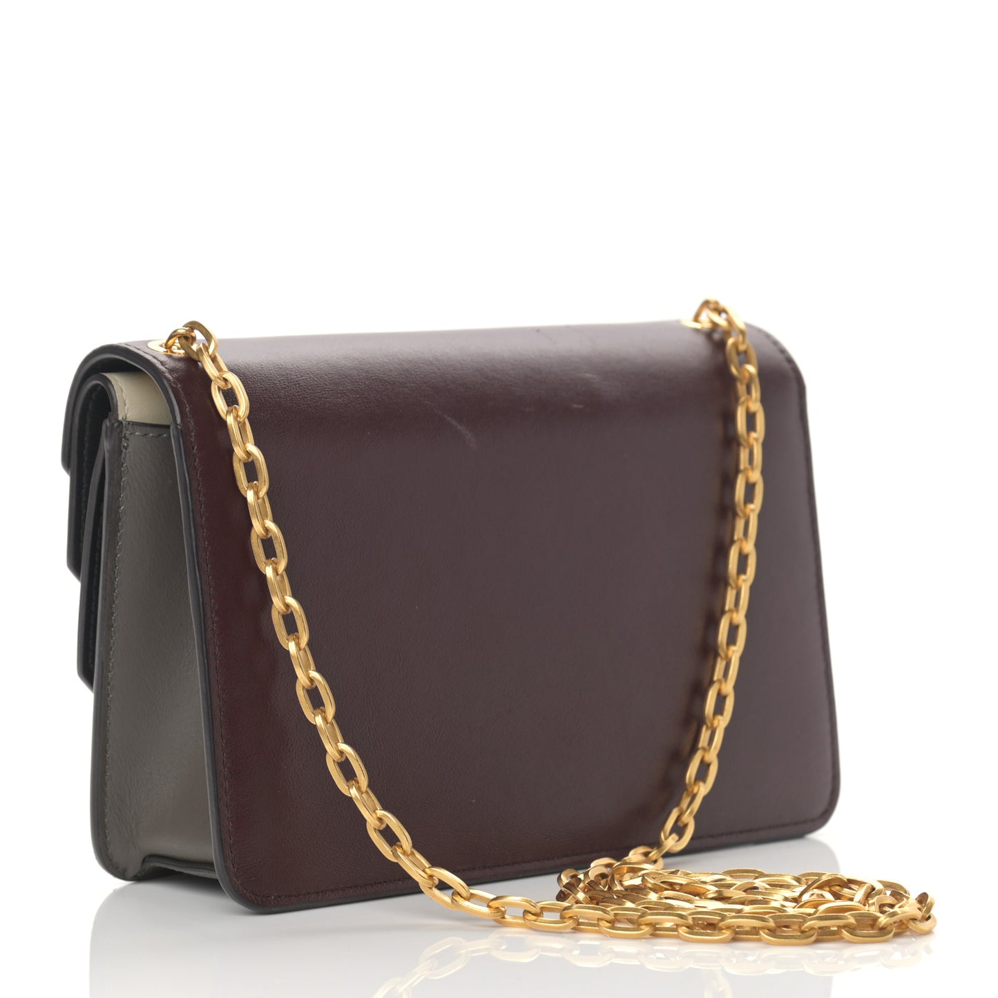 Smooth Calfskin Multiflap Chain Clutch Oxblood Multicolor