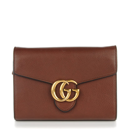 Gucci Cellarius Calfskin GG Marmont Chain Wallet Nut Brown 1 of 7