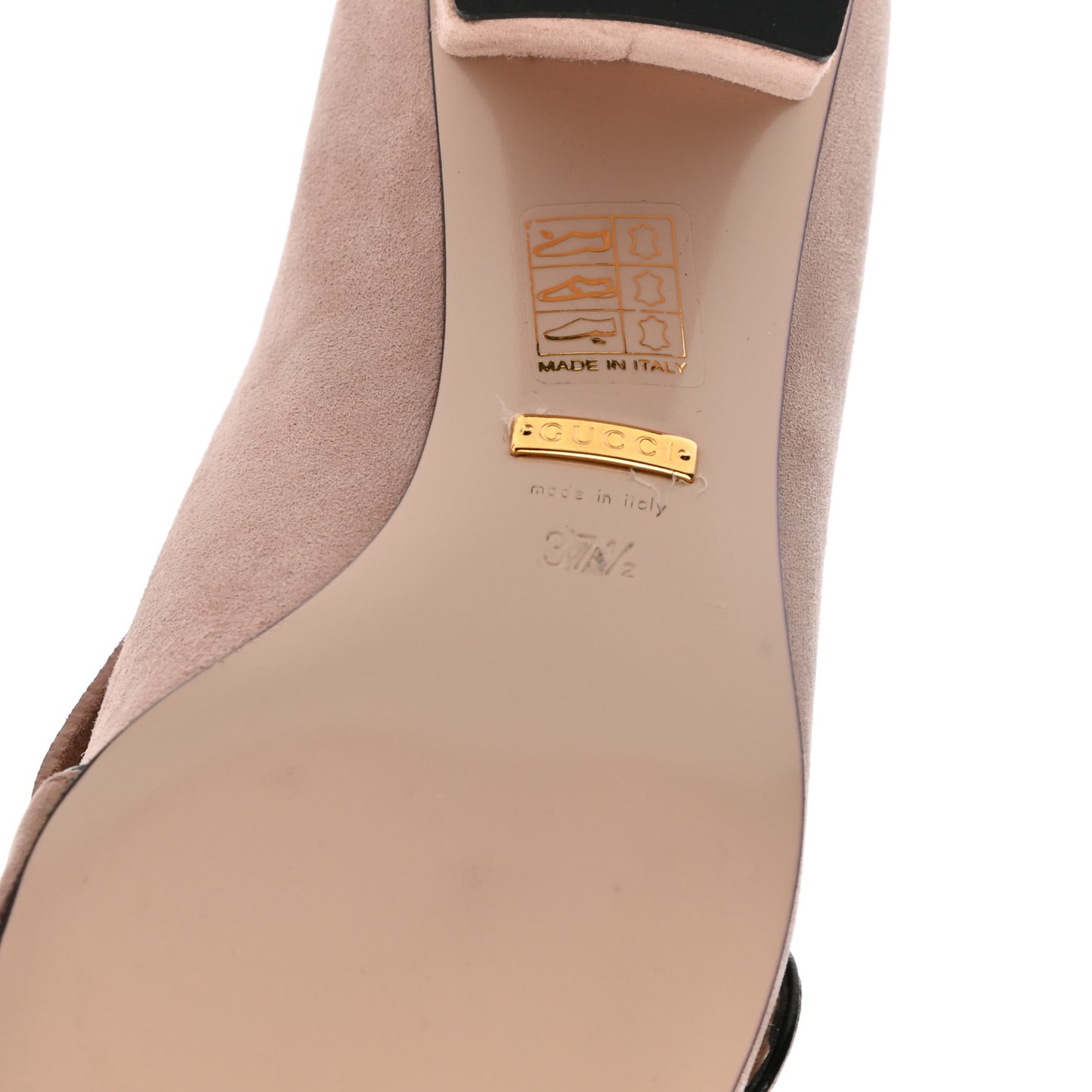 Kid Scamosciato GG Marmont Fringe 50mm Loafer Pumps 37.5 Crystal Pink