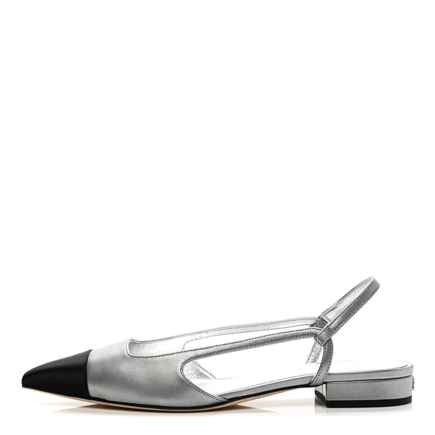 その他 Camila Chanel Metallic Lambskin Cap Toe CC Slingback Flats 37.5