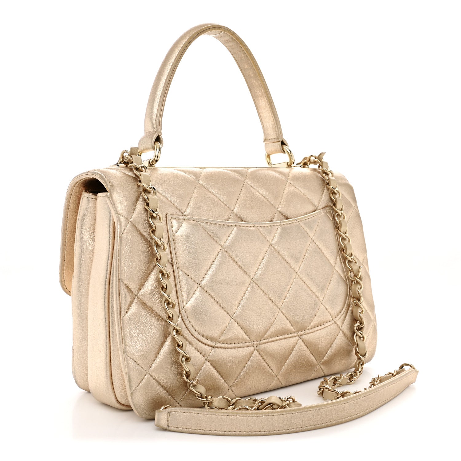 Chanel Metallic Lambskin Quilted Small Trendy CC Flap Dual Handle Bag Gold 3 of 14