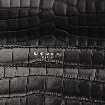Saint Laurent Calfskin Crocodile Embossed Medium Monogram Sunset Black 7 of 10