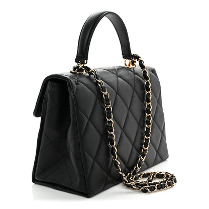 Chanel Caviar Quilted Medium Retro Twist Top Handle Flap Black 3 of 10