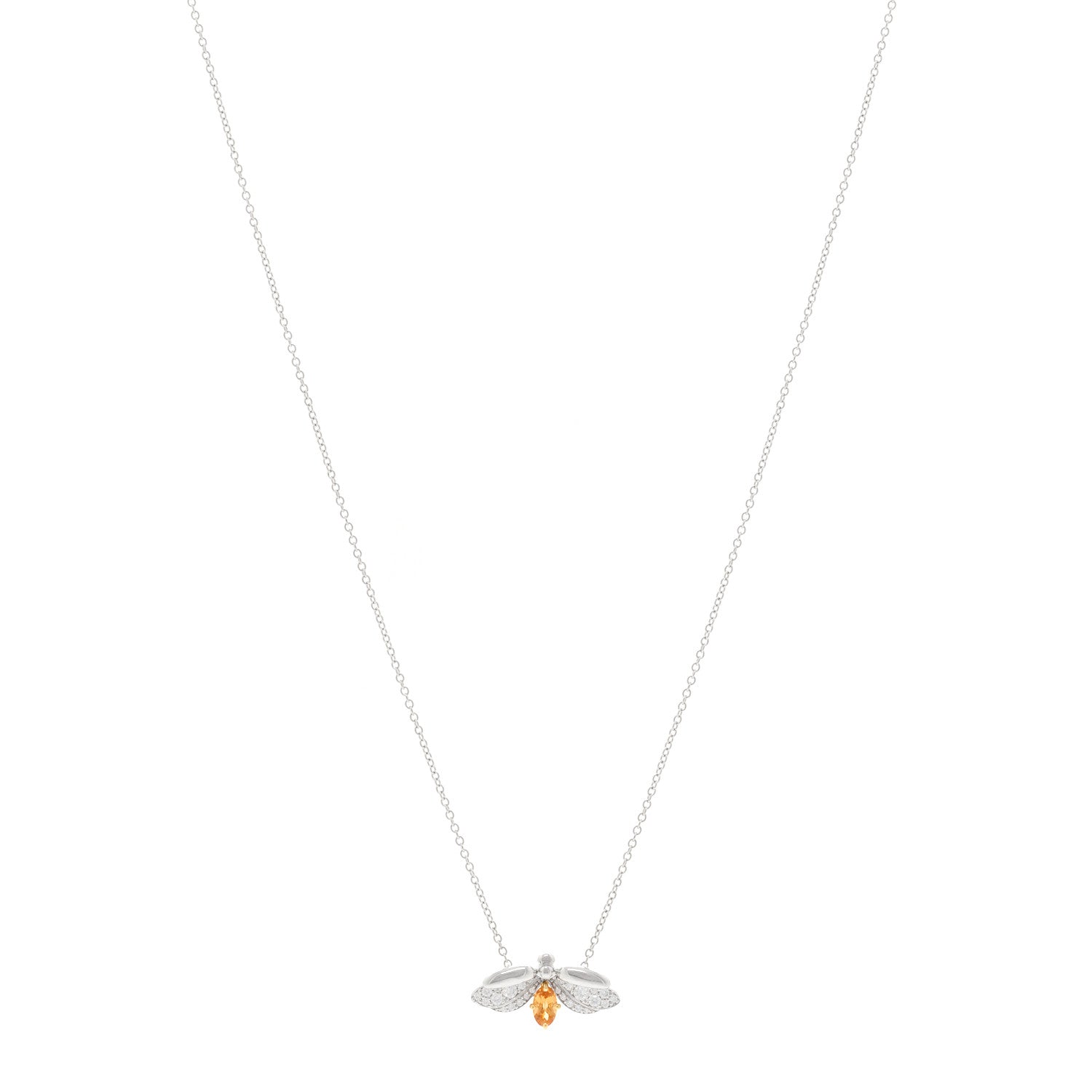 Tiffany Platinum 18K Yellow Gold Diamond Spessartine Paper Flowers Firefly Pendant Necklace 1 of 5