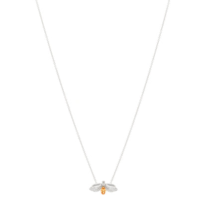 Tiffany Platinum 18K Yellow Gold Diamond Spessartine Paper Flowers Firefly Pendant Necklace 1 of 5