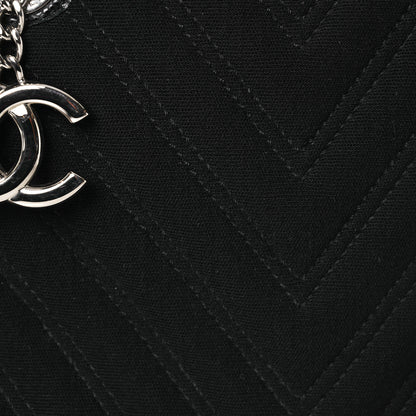 Chanel Canvas Caviar Chevron Shopper Tote Black 11 of 18
