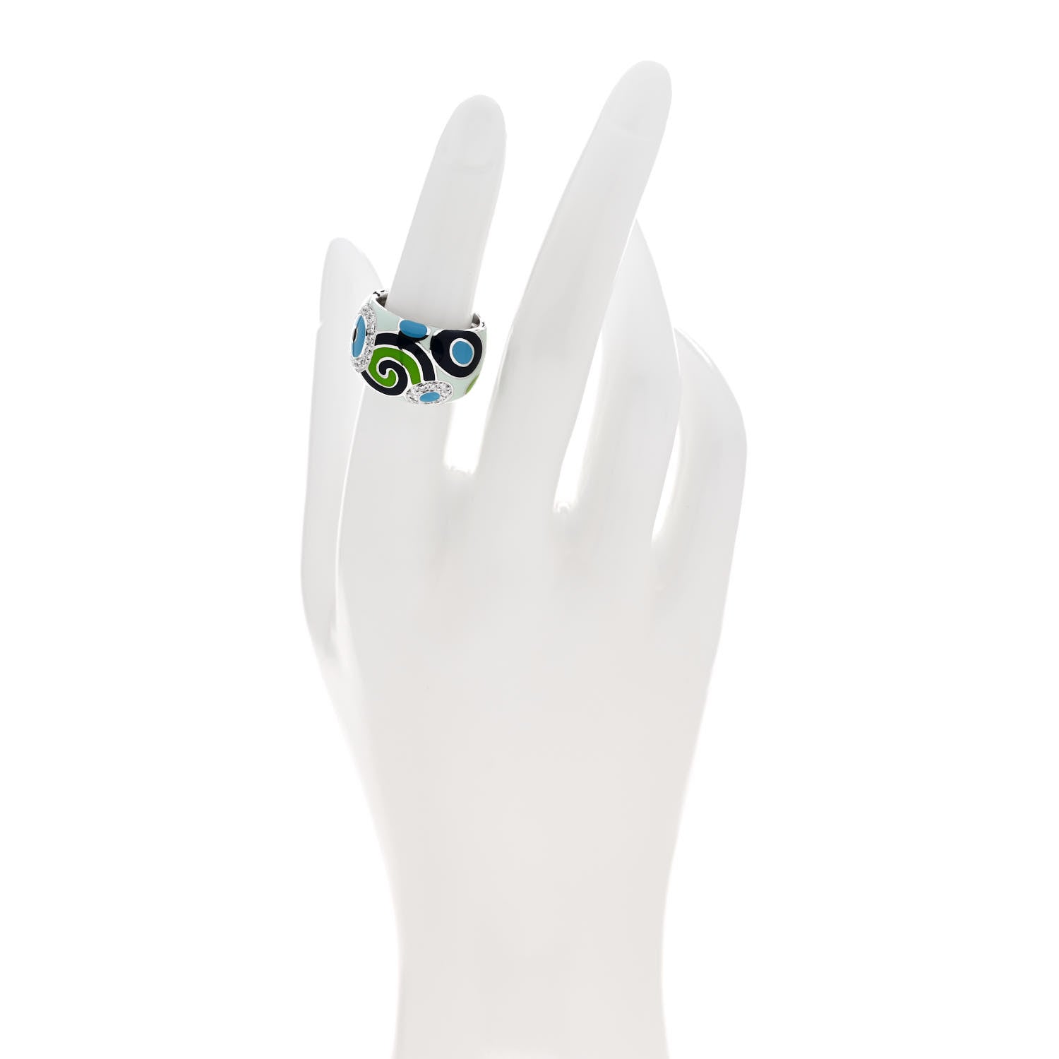 Roberto Coin 18K White Gold Diamond Enamel Evil Eye Ring 52 6 Multicolor 2 of 5