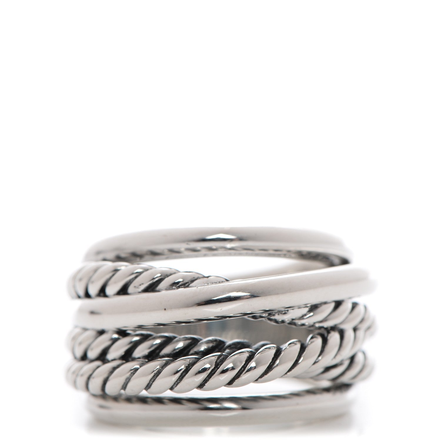 David Yurman Sterling Silver 15mm Narrow Crossover Cable Ring 51.5 6 1 of 4