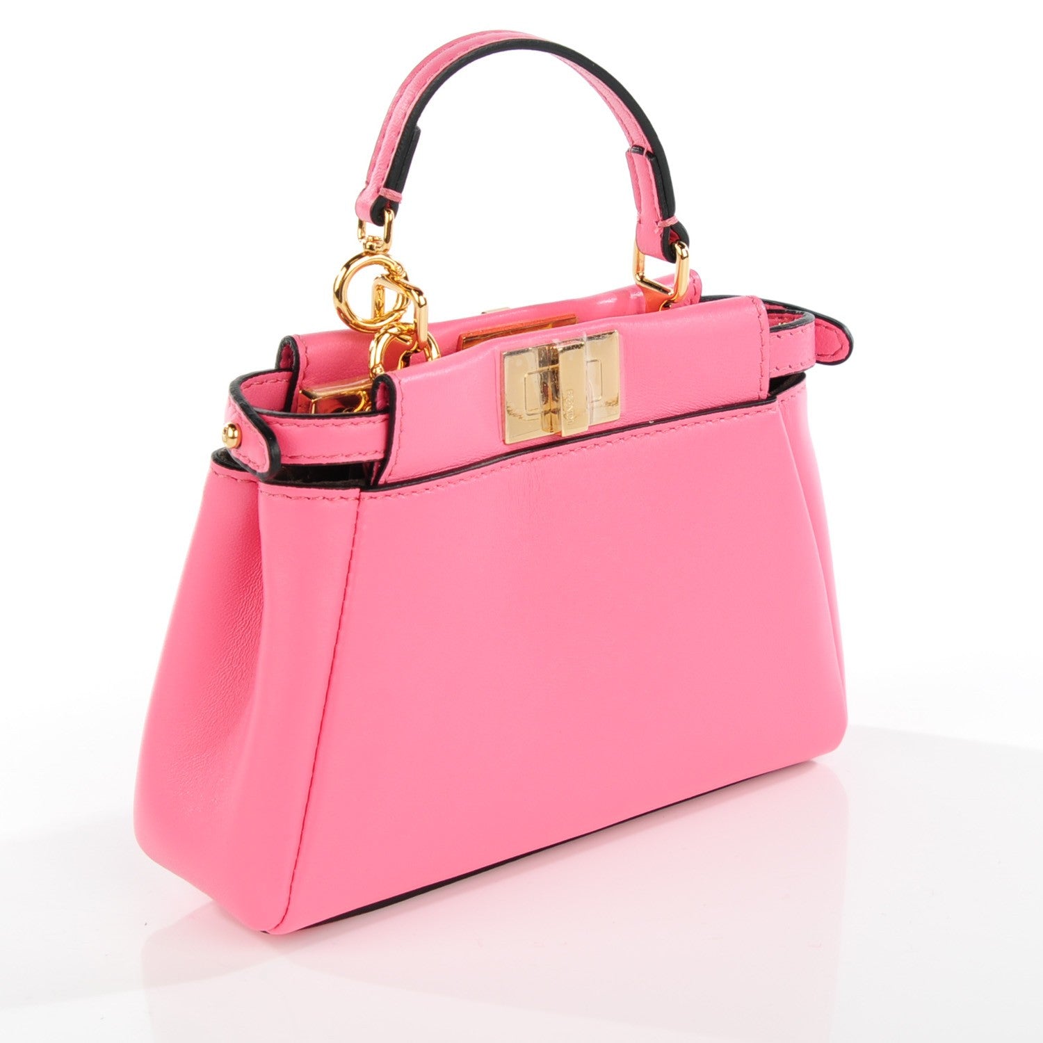 Fendi Shiny Nappa Micro Peekaboo Iconic Satchel Rosa Fluo 3 of 8