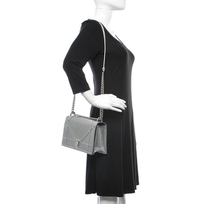 Christian Dior Metallic Patent Micro-Cannage Medium Diorama Flap Bag Silver 2 of 10