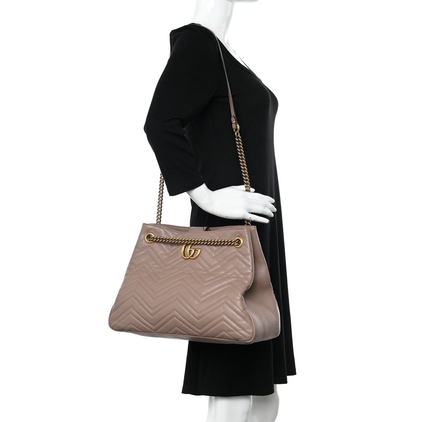 Calfskin Matelasse Medium GG Marmont Shoulder Tote Bag Porcelain Rose