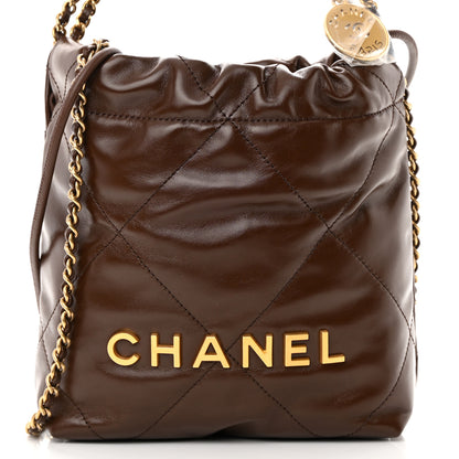 Chanel Shiny Calfskin Quilted Mini Chanel 22 Brown 8 of 11