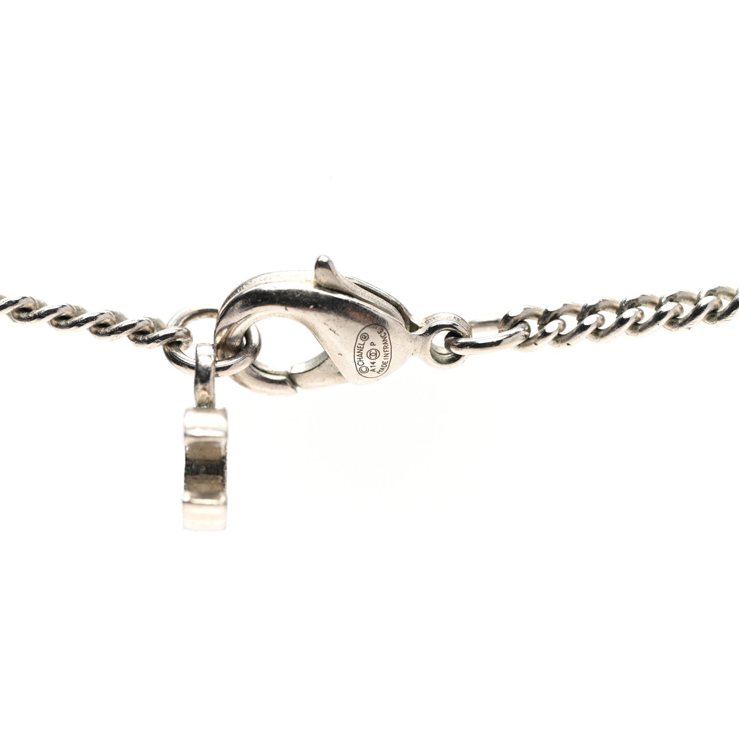 Chanel Crystal CC Pendant Necklace Silver 4 of 5