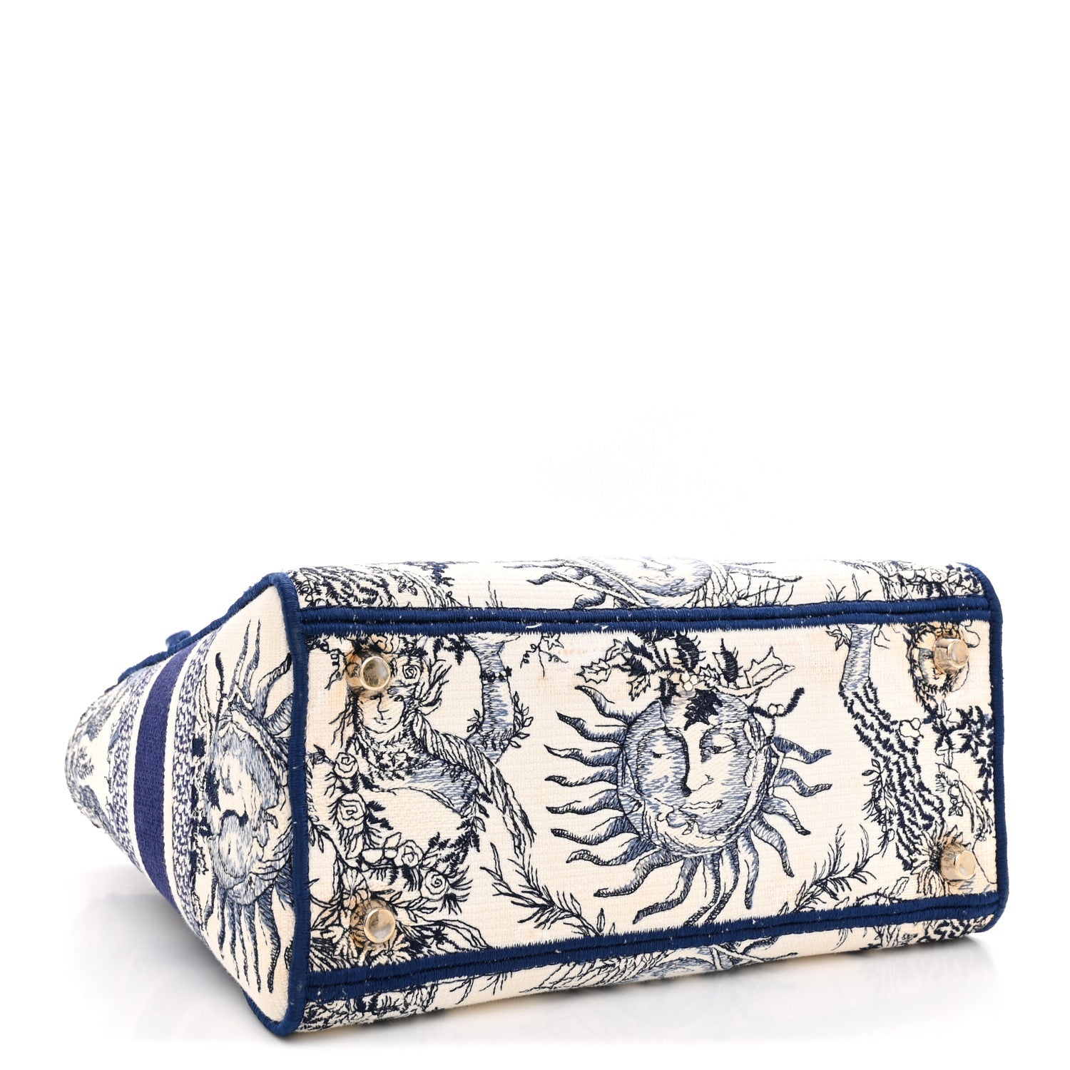 Christian Dior Canvas Embroidered Toile De Jouy Soleil Medium Lady D-Lite Blue 4 of 11