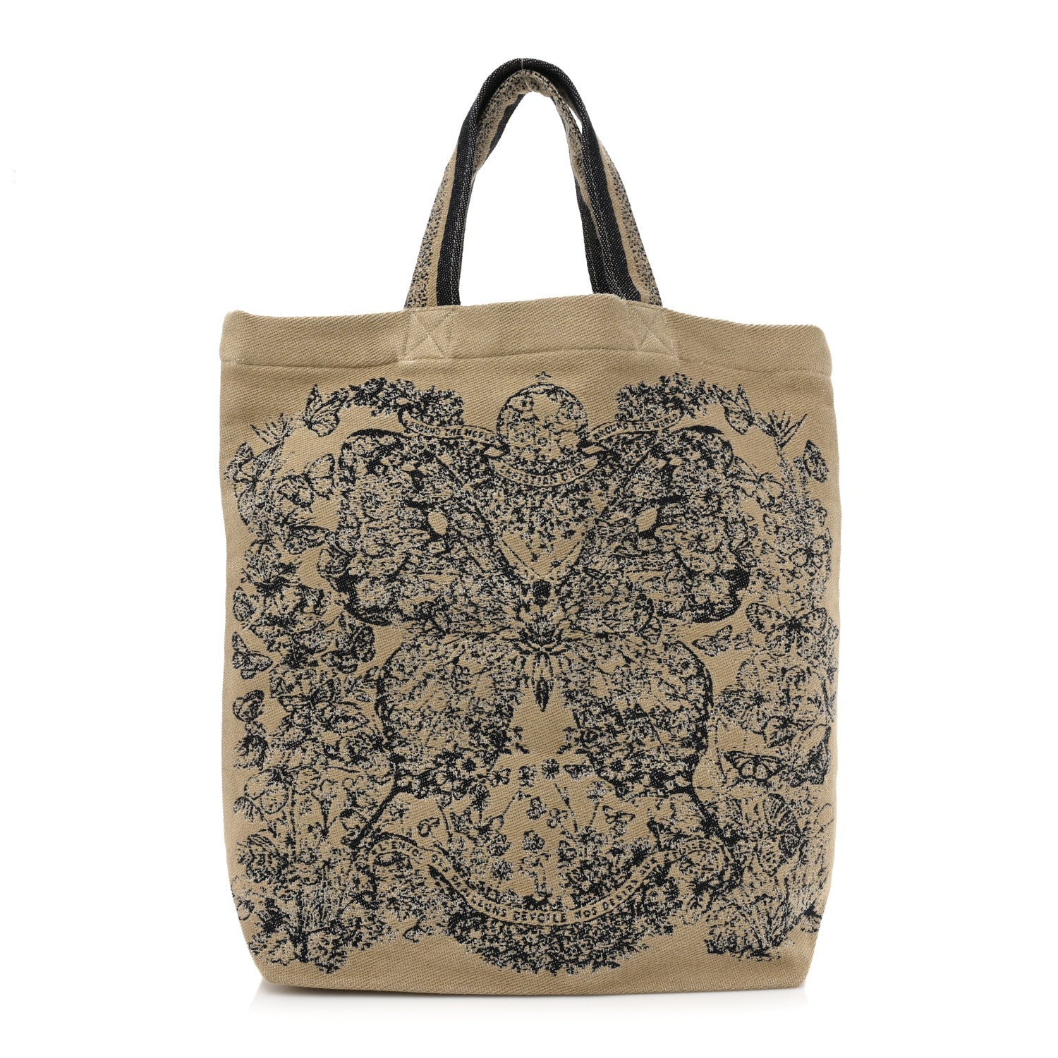 Christian Dior Canvas Print Cruise Tote Ivory Black 1 of 8