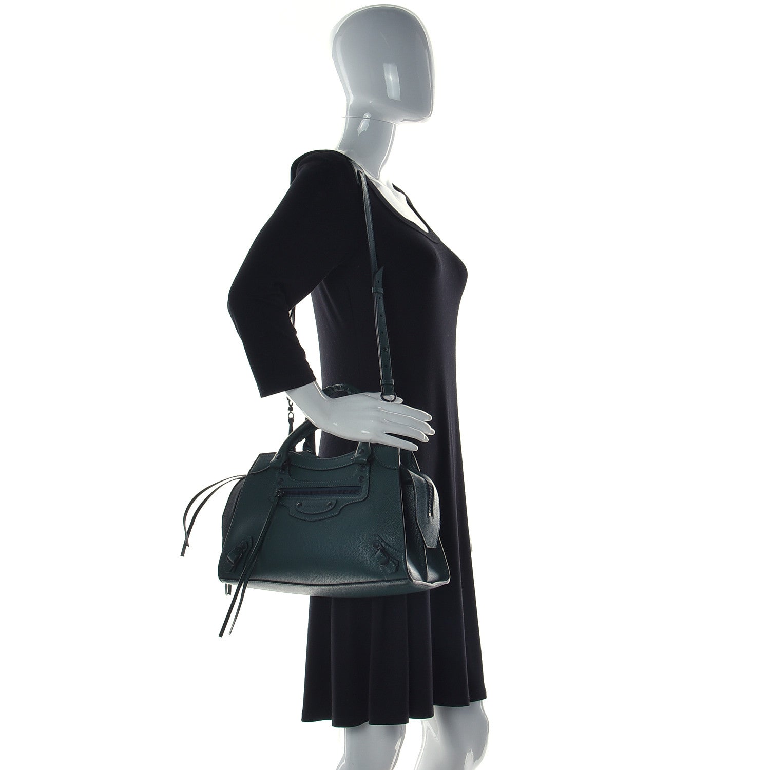 Balenciaga Grained Calfskin Neo Classic Matte Black Hardware S City Forest Green 2 of 12