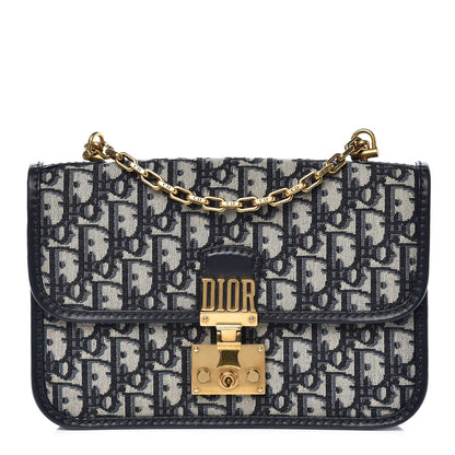 Christian Dior Oblique Small DiorAddict Flap Bag Navy Blue 1 of 8
