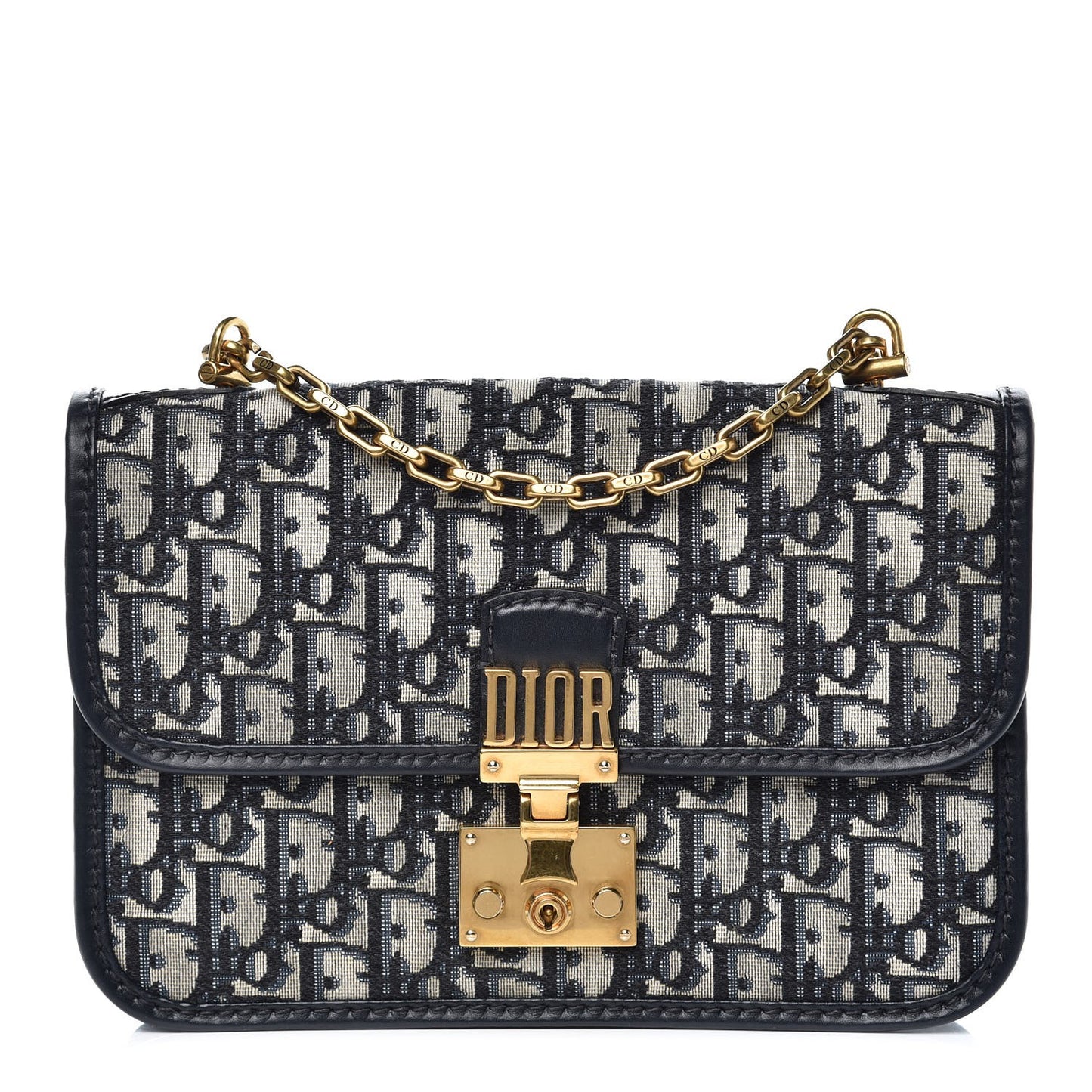 Oblique Small DiorAddict Flap Bag Navy Blue