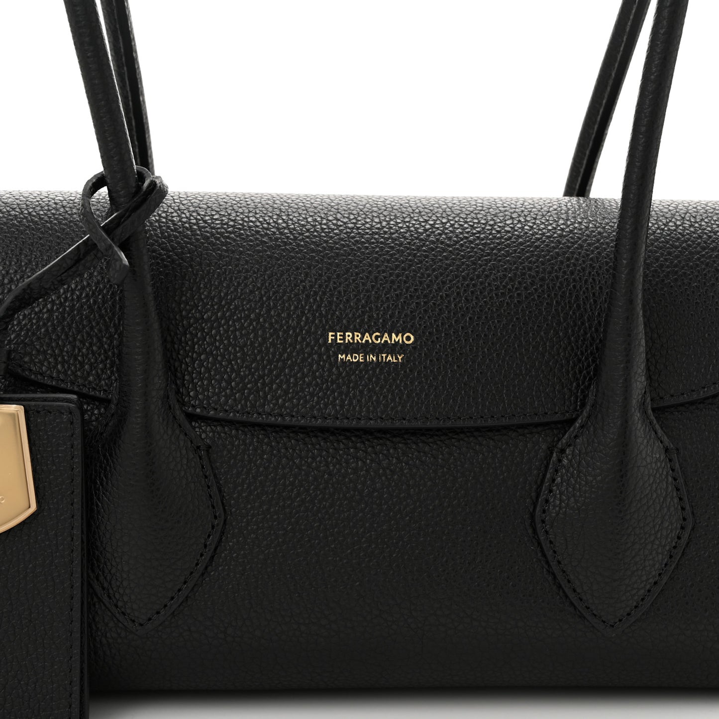 Hammered Calfskin Small Firenze East West Tote Bag Black