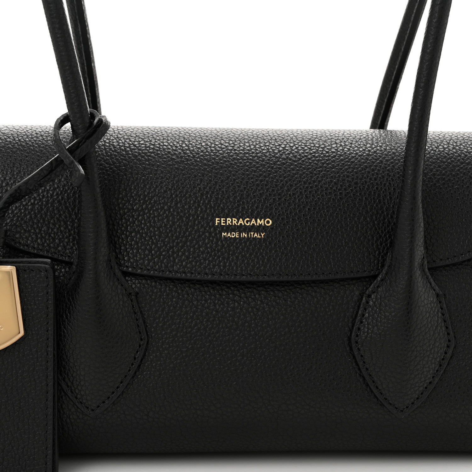 Salvatore Ferragamo Hammered Calfskin Small Firenze East West Tote Bag Black 9 of 11