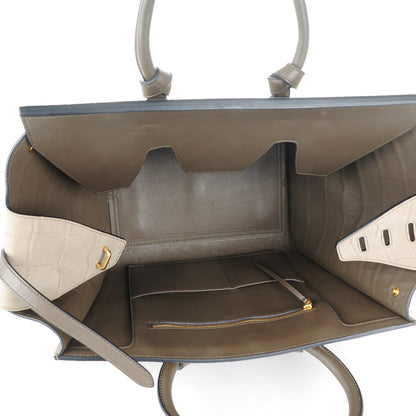 Celine Crocodile Embossed Nubuck Calfskin Small Tie Knot Tote Grey 6 of 9