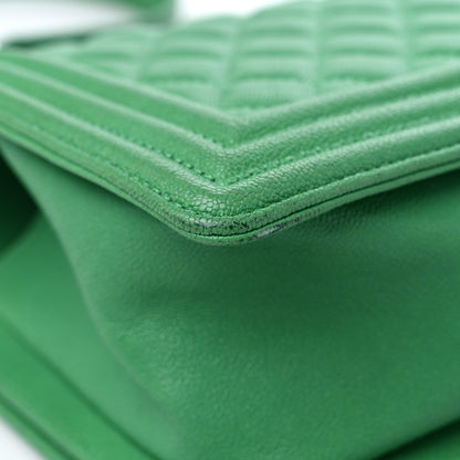 Chanel Caviar Quilted Medium Boy Flap Green 10 of 14