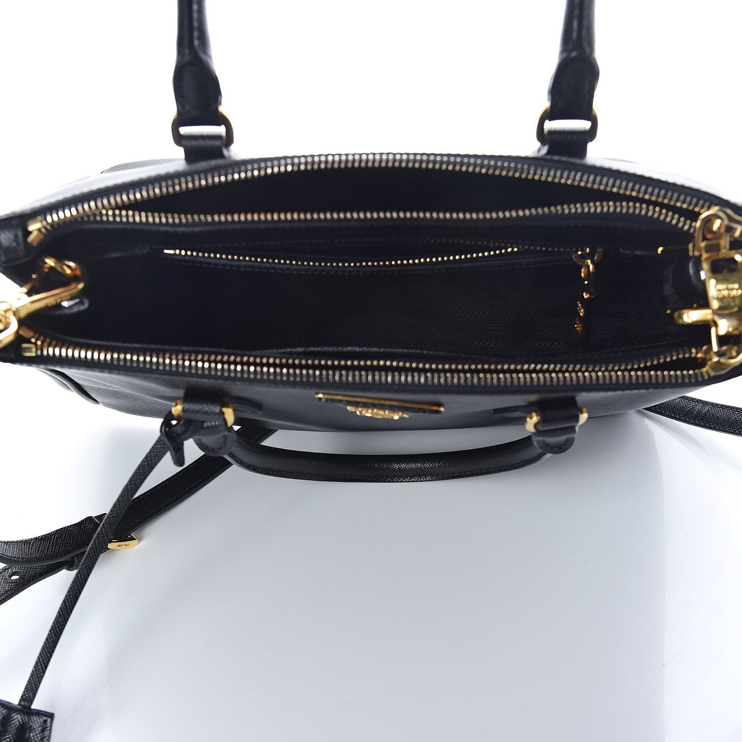 Saffiano Small Galleria Double Zip Tote Black