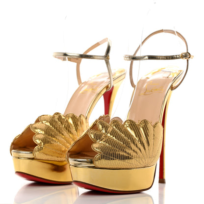 Christian Louboutin Metallic Laminato Botticella Alta 150 Platform Sandal 40 Gold 3 of 11
