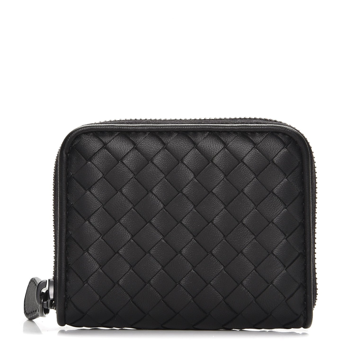 Nappa Intrecciato Zip Around Coin Purse Nero Black