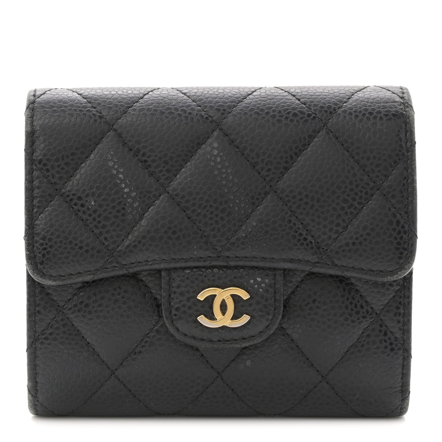 Chanel Caviar Quilted Tri-Fold Flap Wallet Black 1 of 9