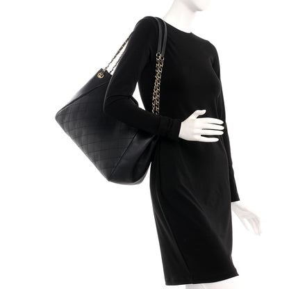 Chanel Grained Calfskin Quilted Large Supple Rock Shopping Tote Black 2 of 9