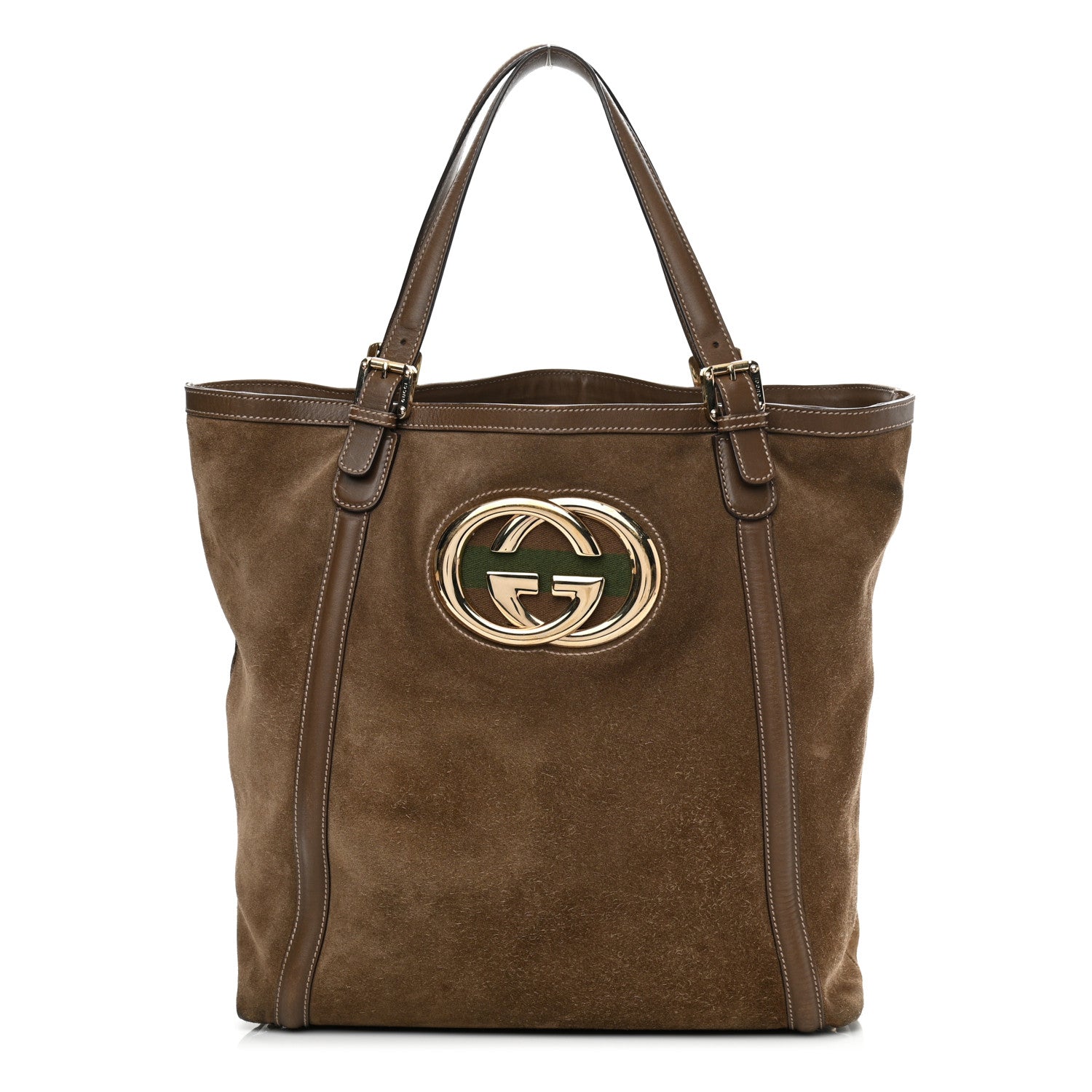 Gucci Suede Large Britt Shoulder Bag Brown 1 of 13