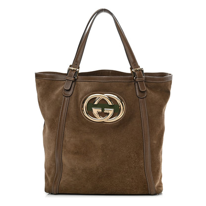 Gucci Suede Large Britt Shoulder Bag Brown 1 of 13