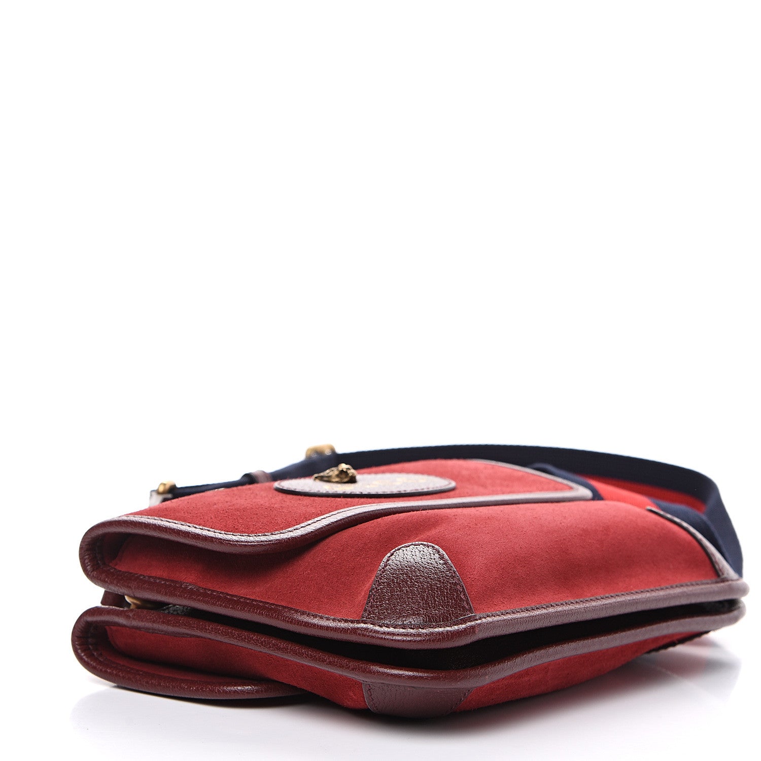 Gucci Suede Web Small Neo Vintage Double Flap Messenger Bag Romantic Cherry Chardonnay 3 of 12
