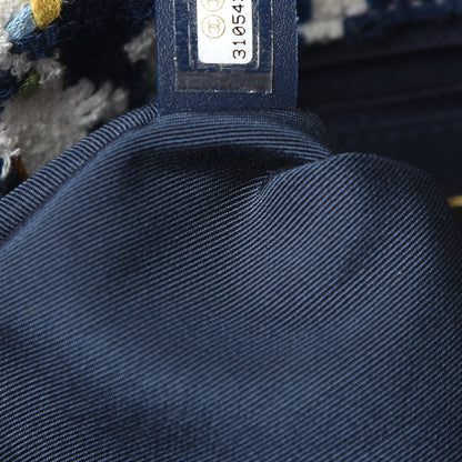 Chanel Tweed Quilted Medium Chanel 19 Flap Ecru Navy Blue Multicolor 7 of 10