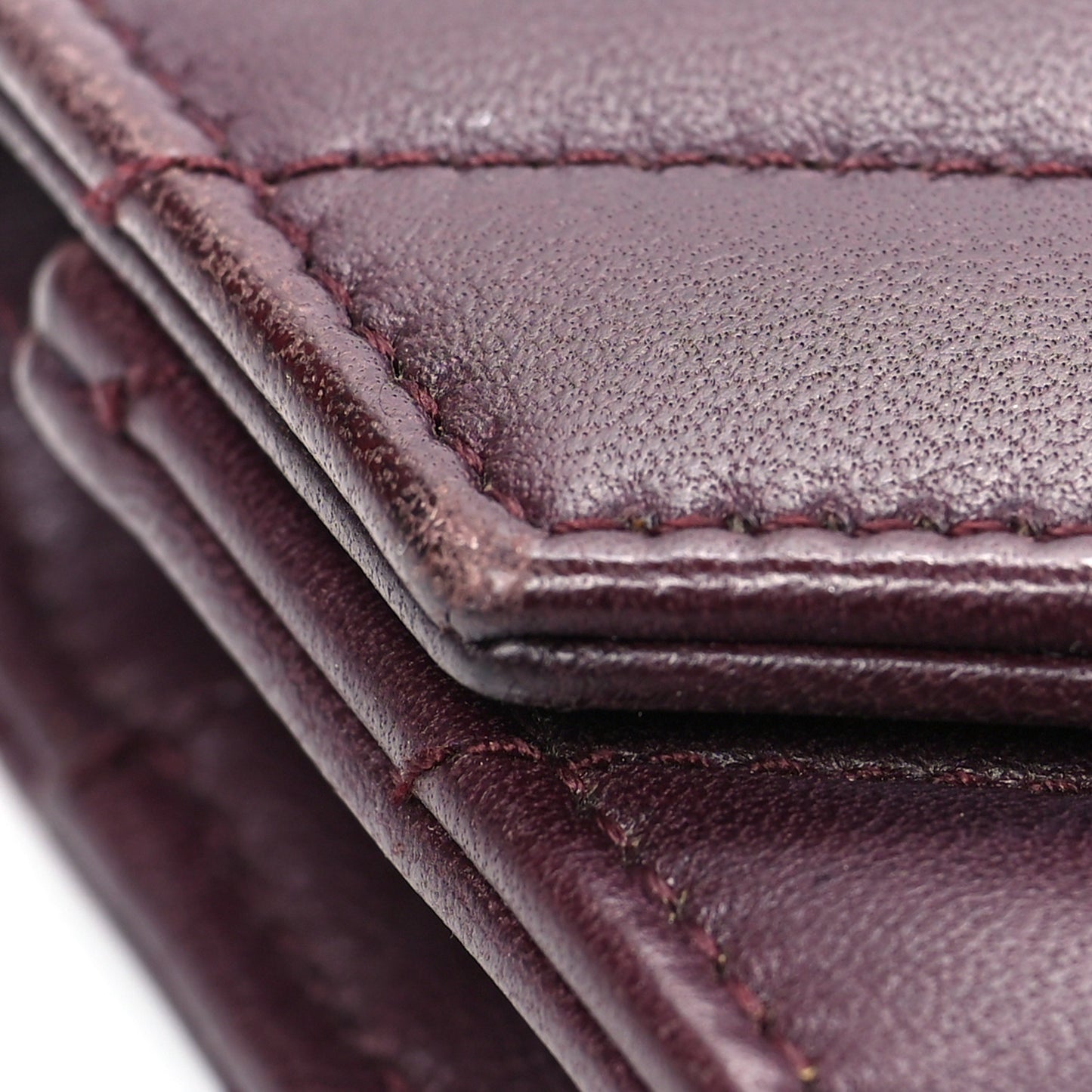 Calfskin Matelasse Chevron Monogram Envelope Chain Wallet Rouge Legion