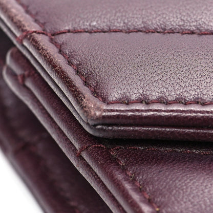 Saint Laurent Calfskin Matelasse Chevron Monogram Envelope Chain Wallet Rouge Legion 8 of 10