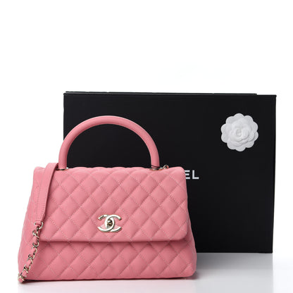 Chanel Caviar Quilted Small Coco Handle Flap Pink 10 of 10