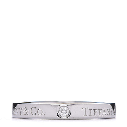 Tiffany Platinum Diamond Logo Band Ring 54 6.5 3 of 5